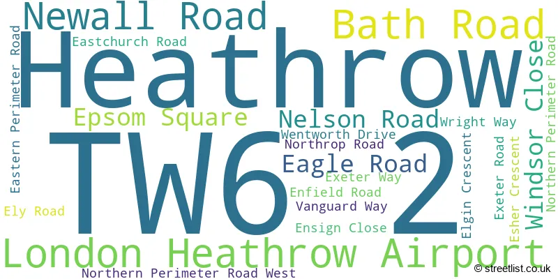 A word cloud for the TW6 2 postcode