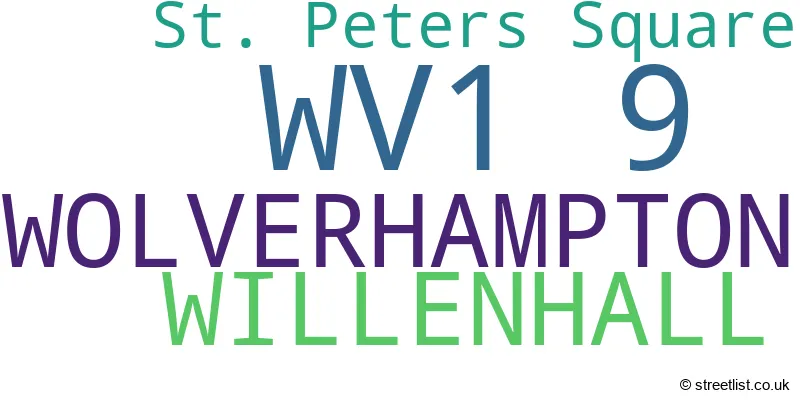 A word cloud for the WV1 9 postcode