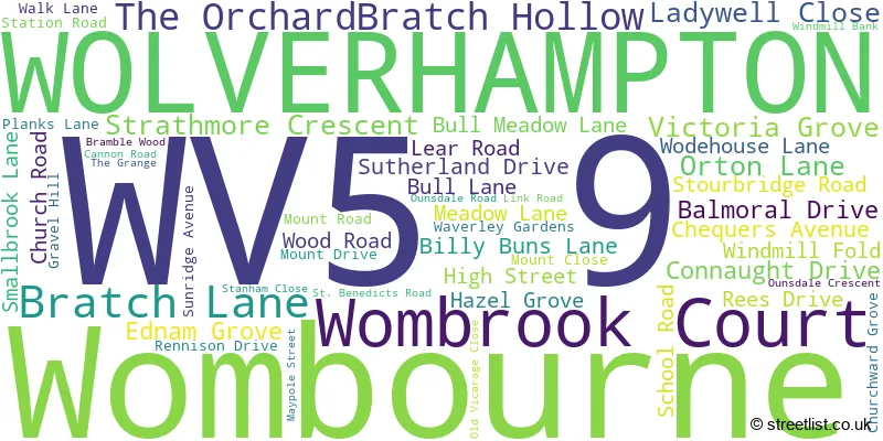 A word cloud for the WV5 9 postcode