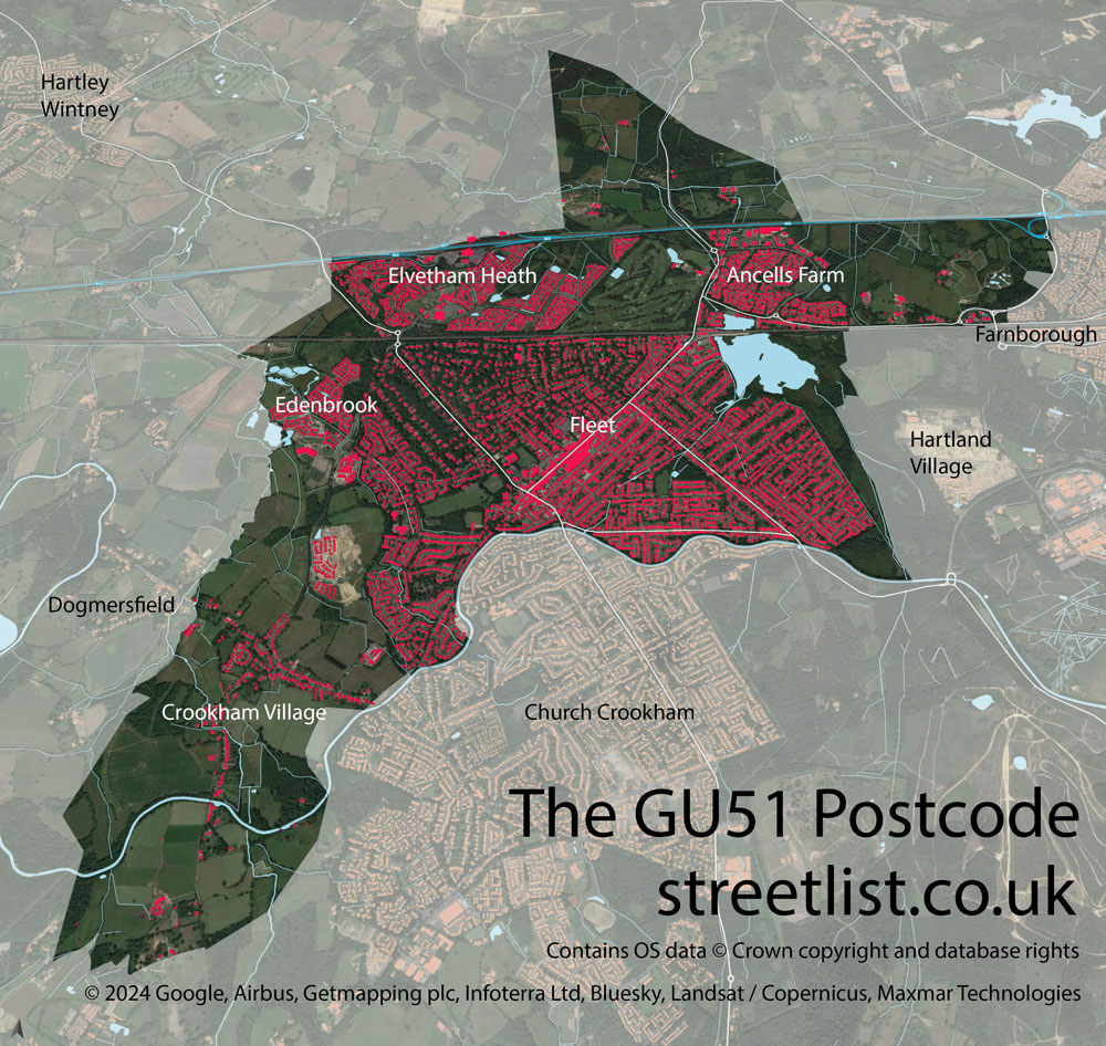 Map of The GU51 Postcode