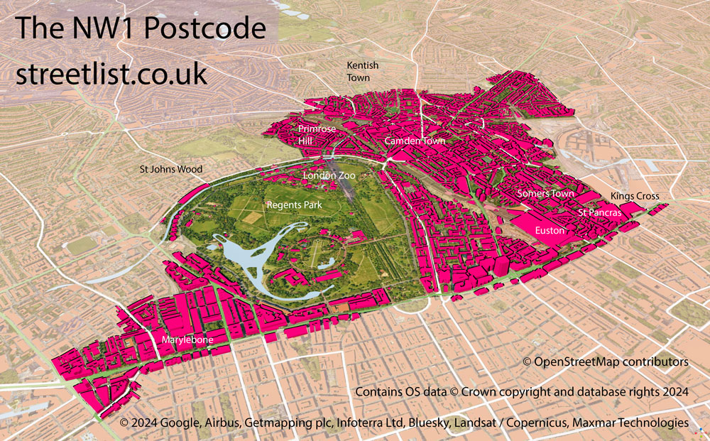 Map of The NW1 London Postcode
