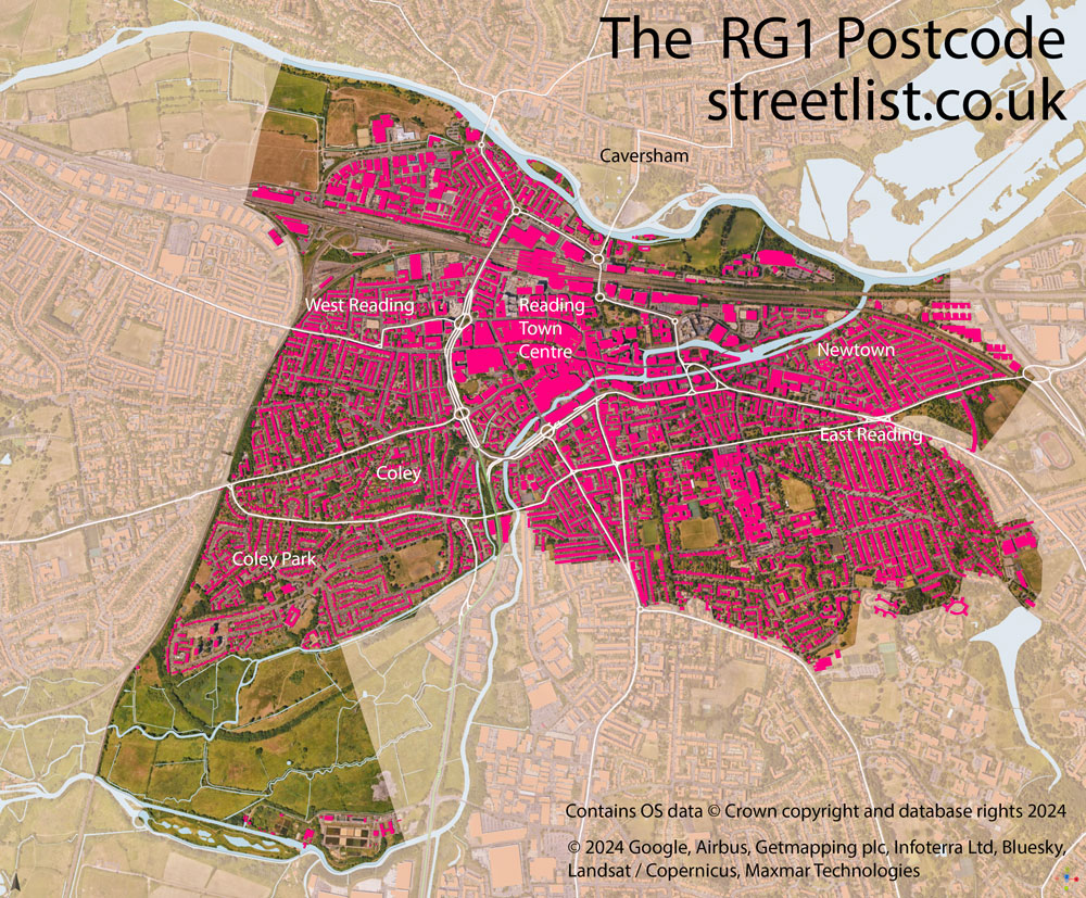 Map of The RG1 Reading Postcode