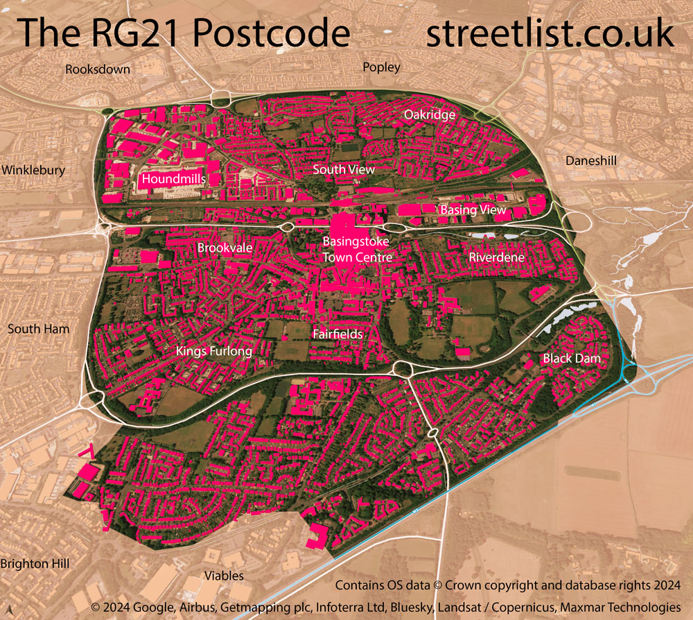 Map of The RG21 Postcode