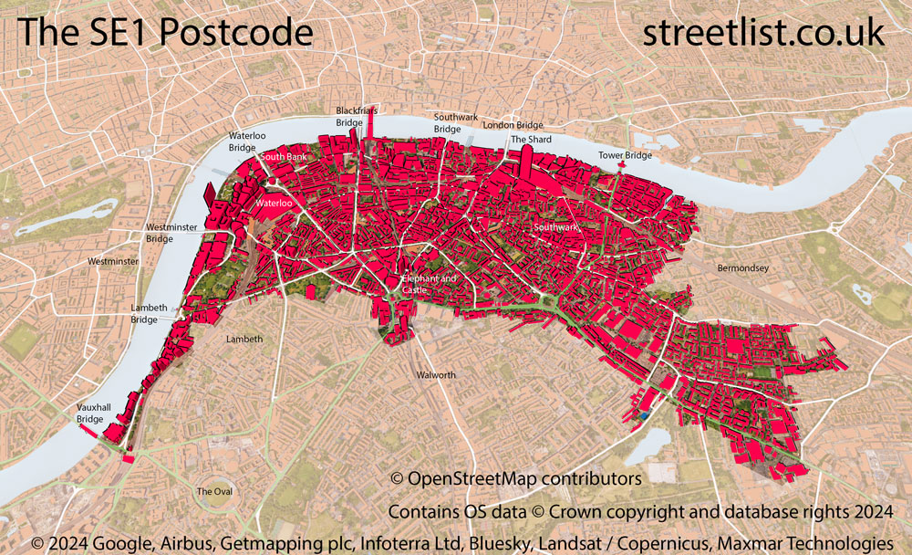 Map of The SE1 London Postcode