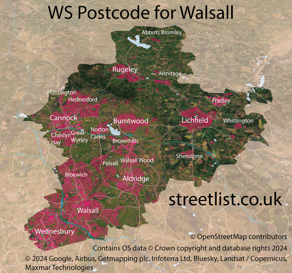 Map of The WS Postcode Area