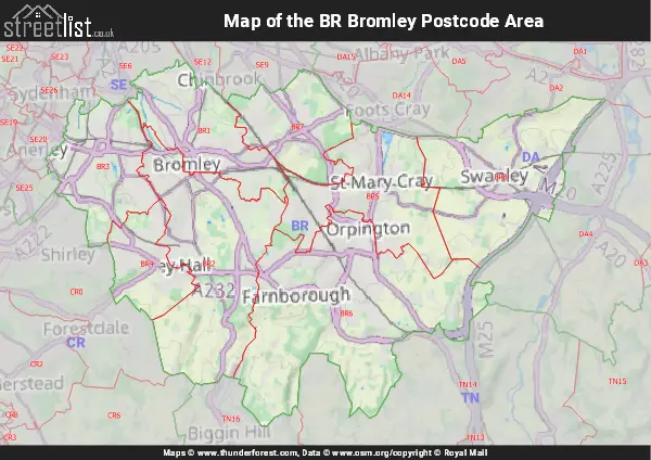 Map of the BR Postcode Area
