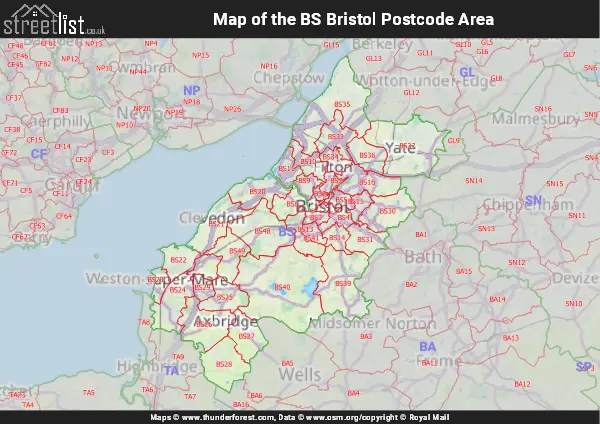 Map of the BS Postcode Area