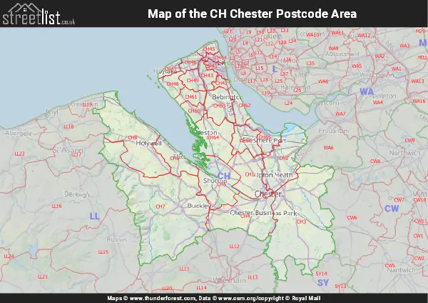 Map of the CH Postcode Area