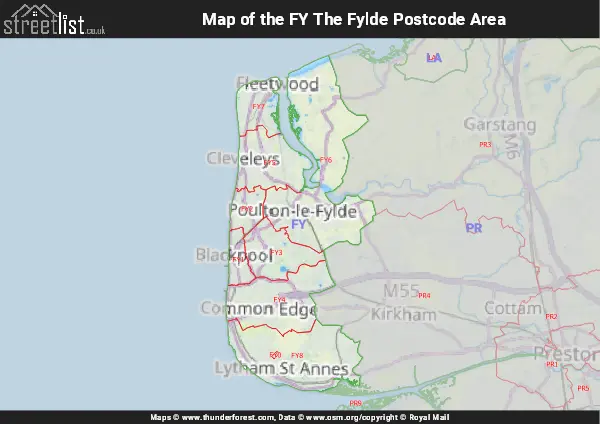 Map of the FY Postcode Area