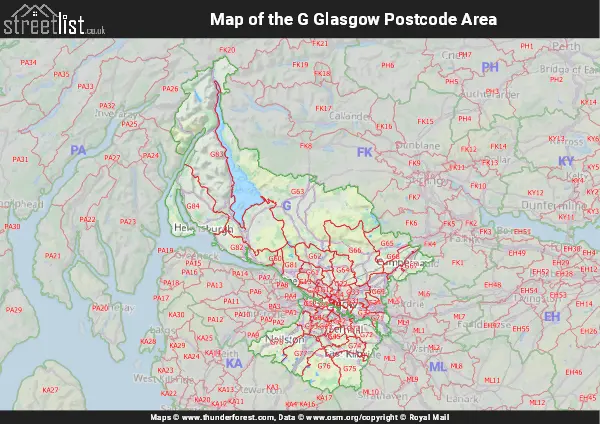 Map of the G Postcode Area