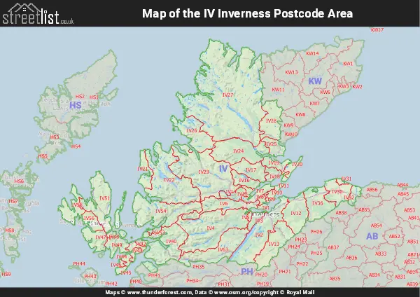 Map of the IV Postcode Area
