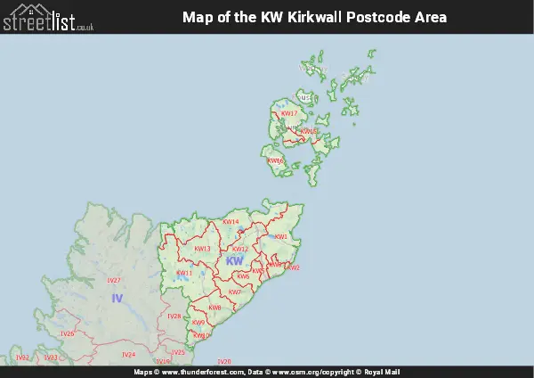Map of the KW Postcode Area