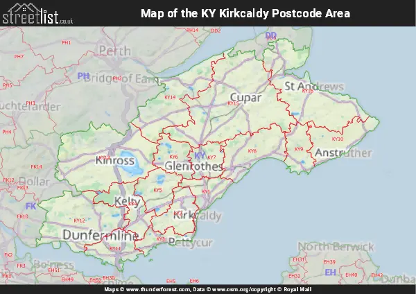 Map of the KY Postcode Area