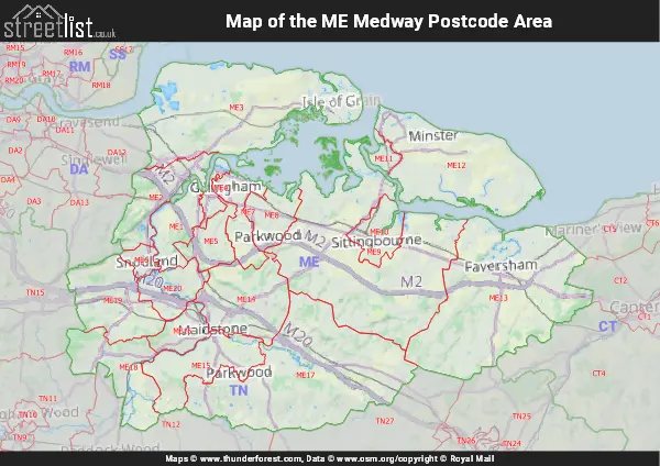 Map of the ME Postcode Area
