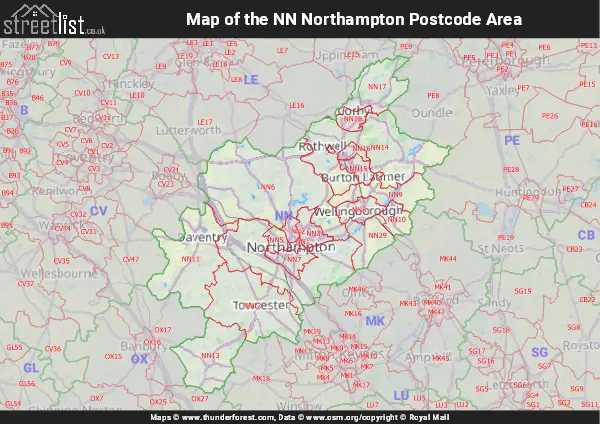 Map of the NN Postcode Area