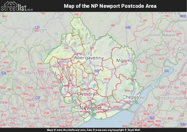 Map of the NP Postcode Area