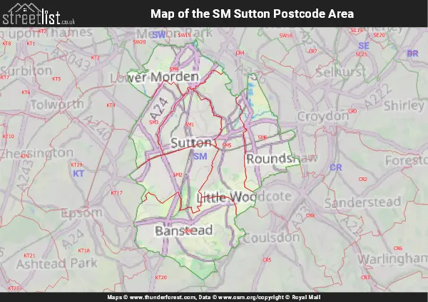 Map of the SM Postcode Area