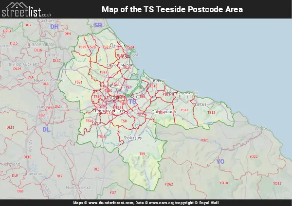 Map of the TS Postcode Area
