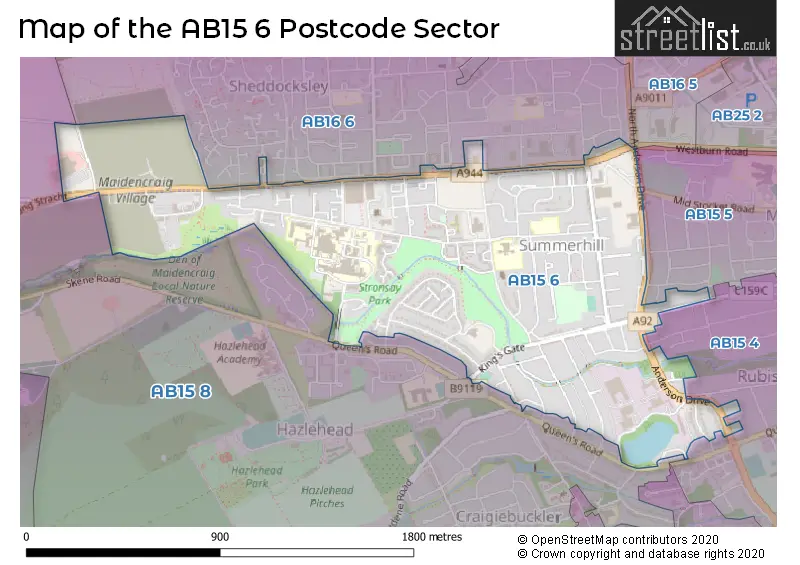 Map of the AB15 6 and surrounding postcode sector