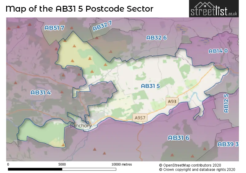 Map of the AB31 5 and surrounding postcode sector