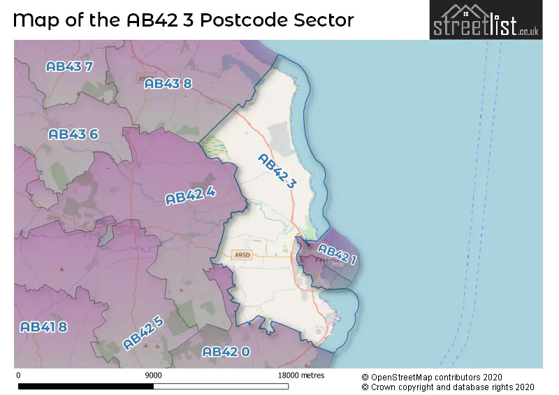 Map of the AB42 3 and surrounding postcode sector