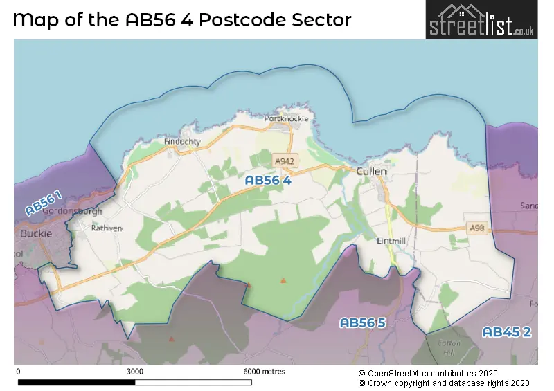 Map of the AB56 4 and surrounding postcode sector