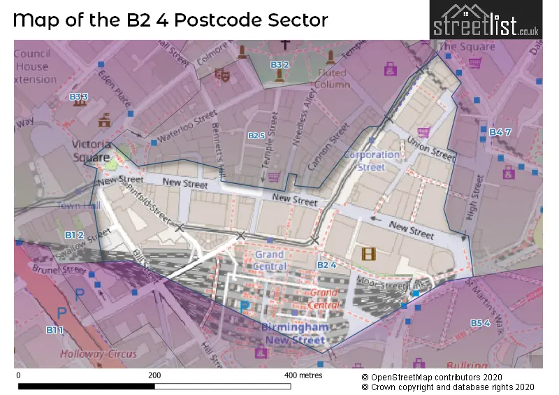 Map of the B2 4 and surrounding postcode sector