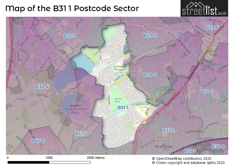 Map of the B31 1 and surrounding postcode sector