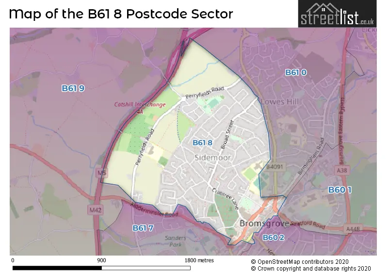 Map of the B61 8 and surrounding postcode sector