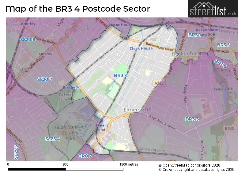 Map of the BR3 4 and surrounding postcode sector