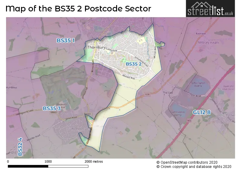 Map of the BS35 2 and surrounding postcode sector