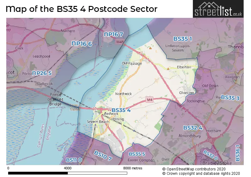 Map of the BS35 4 and surrounding postcode sector