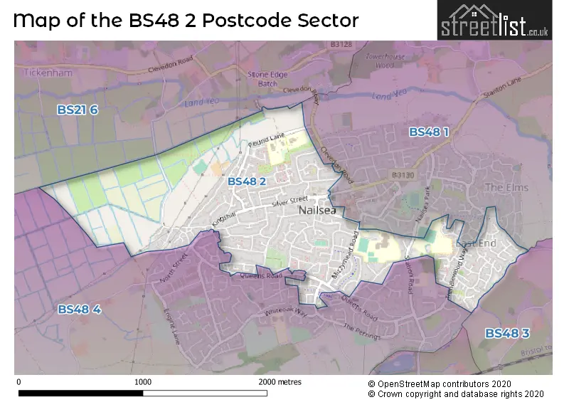 Map of the BS48 2 and surrounding postcode sector