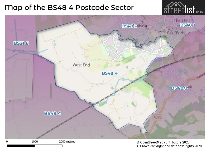 Map of the BS48 4 and surrounding postcode sector