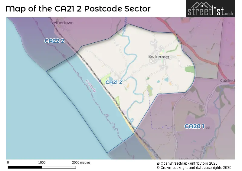 Map of the CA21 2 and surrounding postcode sector