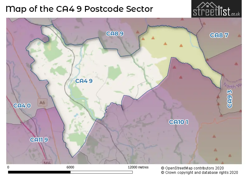 Map of the CA4 9 and surrounding postcode sector