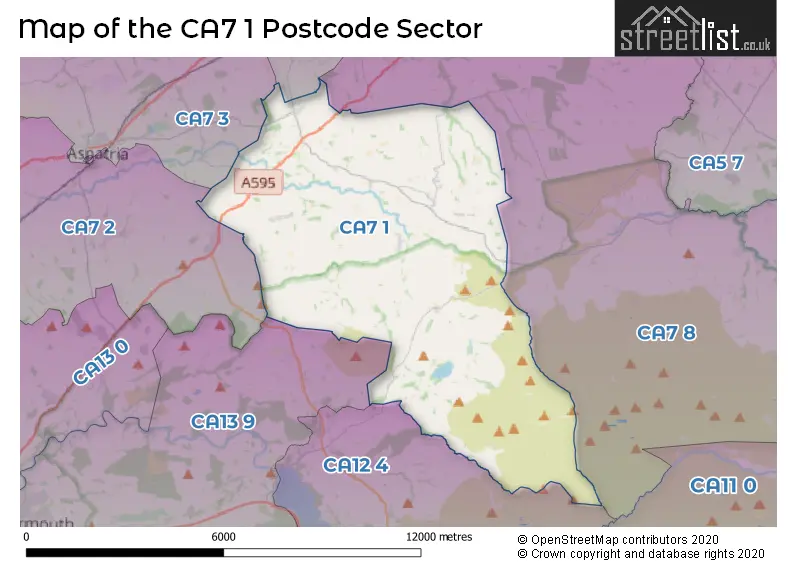 Map of the CA7 1 and surrounding postcode sector