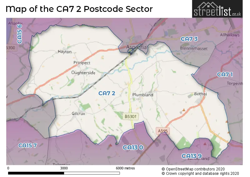 Map of the CA7 2 and surrounding postcode sector