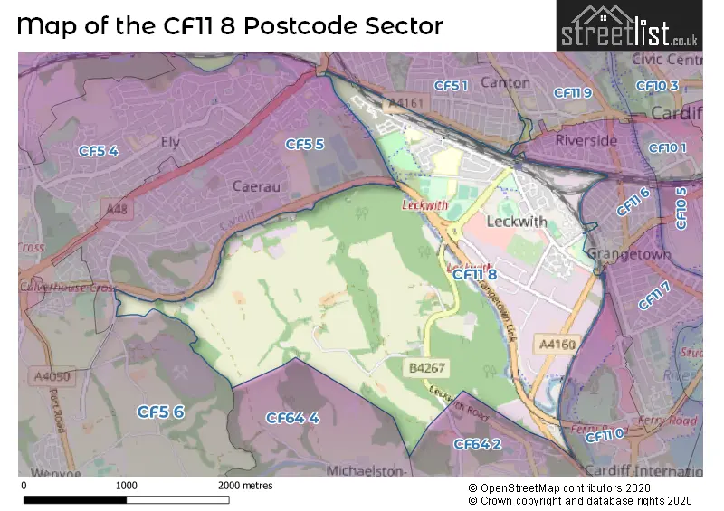 Map of the CF11 8 and surrounding postcode sector