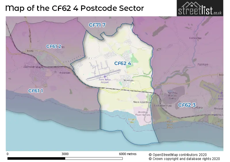 Map of the CF62 4 and surrounding postcode sector