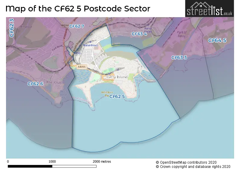 Map of the CF62 5 and surrounding postcode sector