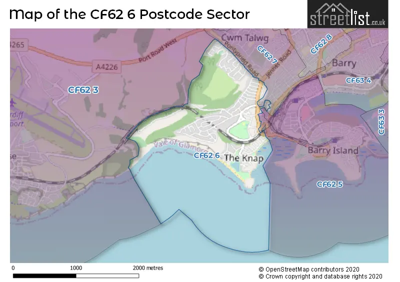 Map of the CF62 6 and surrounding postcode sector