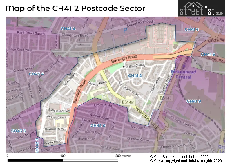 Map of the CH41 2 and surrounding postcode sector