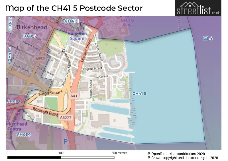 Map of the CH41 5 and surrounding postcode sector