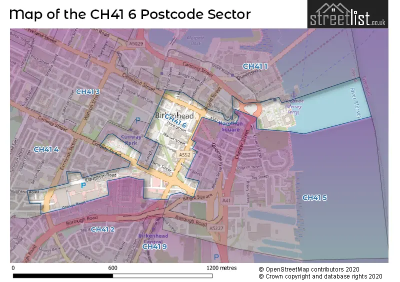 Map of the CH41 6 and surrounding postcode sector
