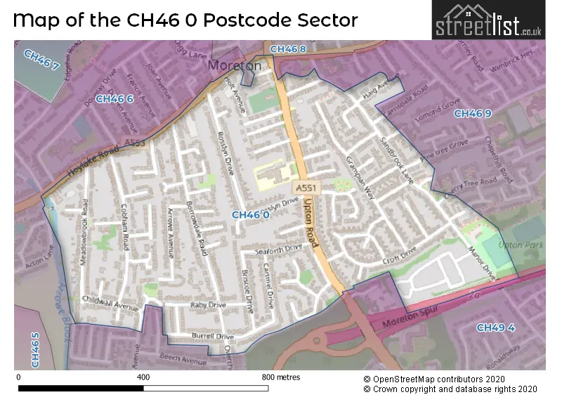 Map of the CH46 0 and surrounding postcode sector