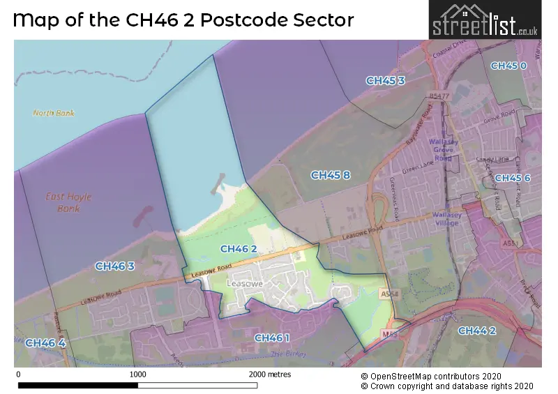 Map of the CH46 2 and surrounding postcode sector