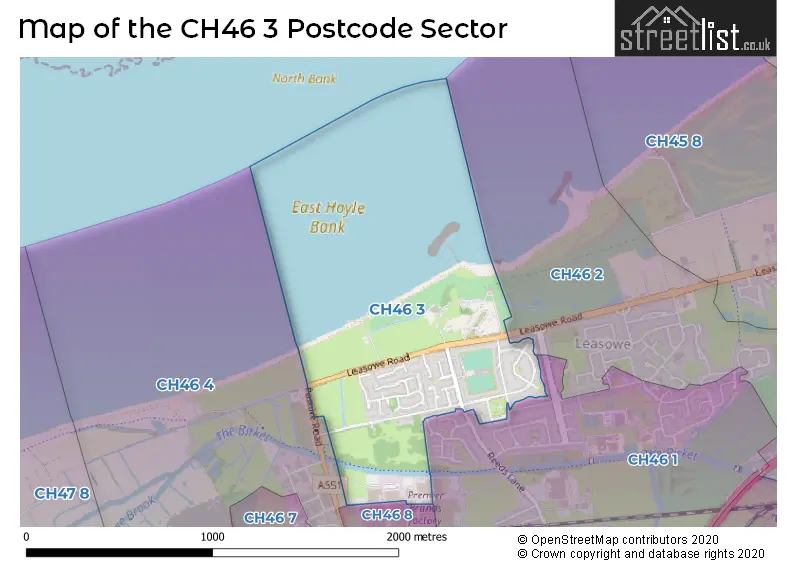 Map of the CH46 3 and surrounding postcode sector