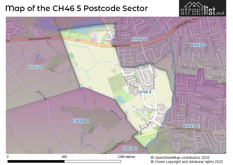 Map of the CH46 5 and surrounding postcode sector