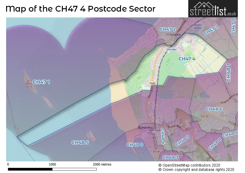 Map of the CH47 4 and surrounding postcode sector
